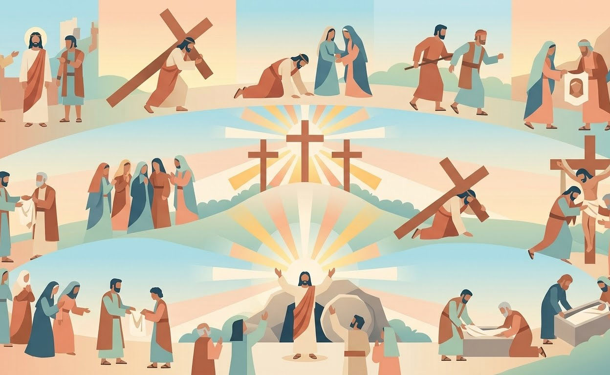 Chemin de Croix (15 stat.) - Illustration prière catholique