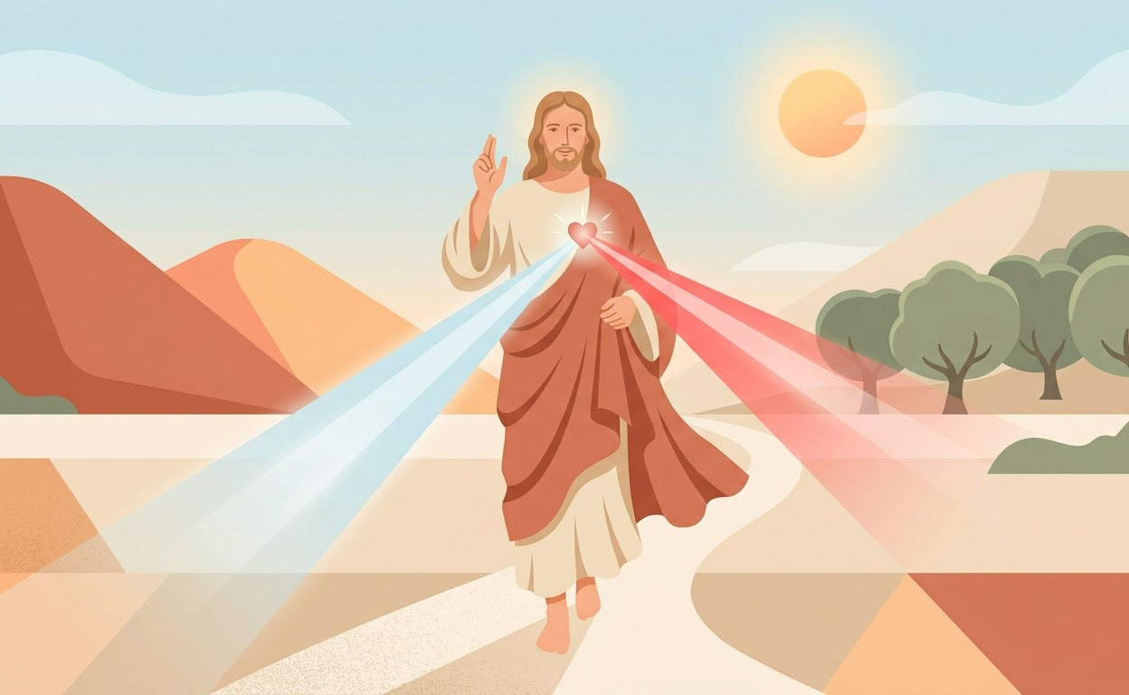 Jésus Miséricordieux - Illustration prière catholique