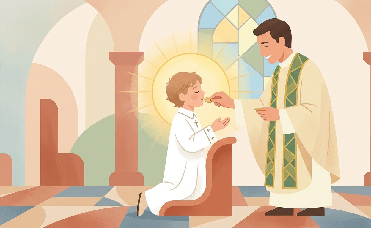 Primera Comunión y Profesión de Fe - Illustration prière catholique
