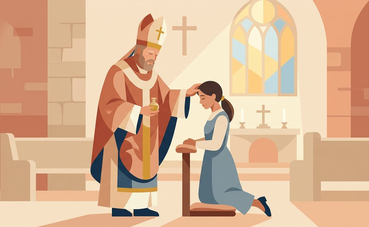 First Confession & Confirmation - Illustration prière catholique