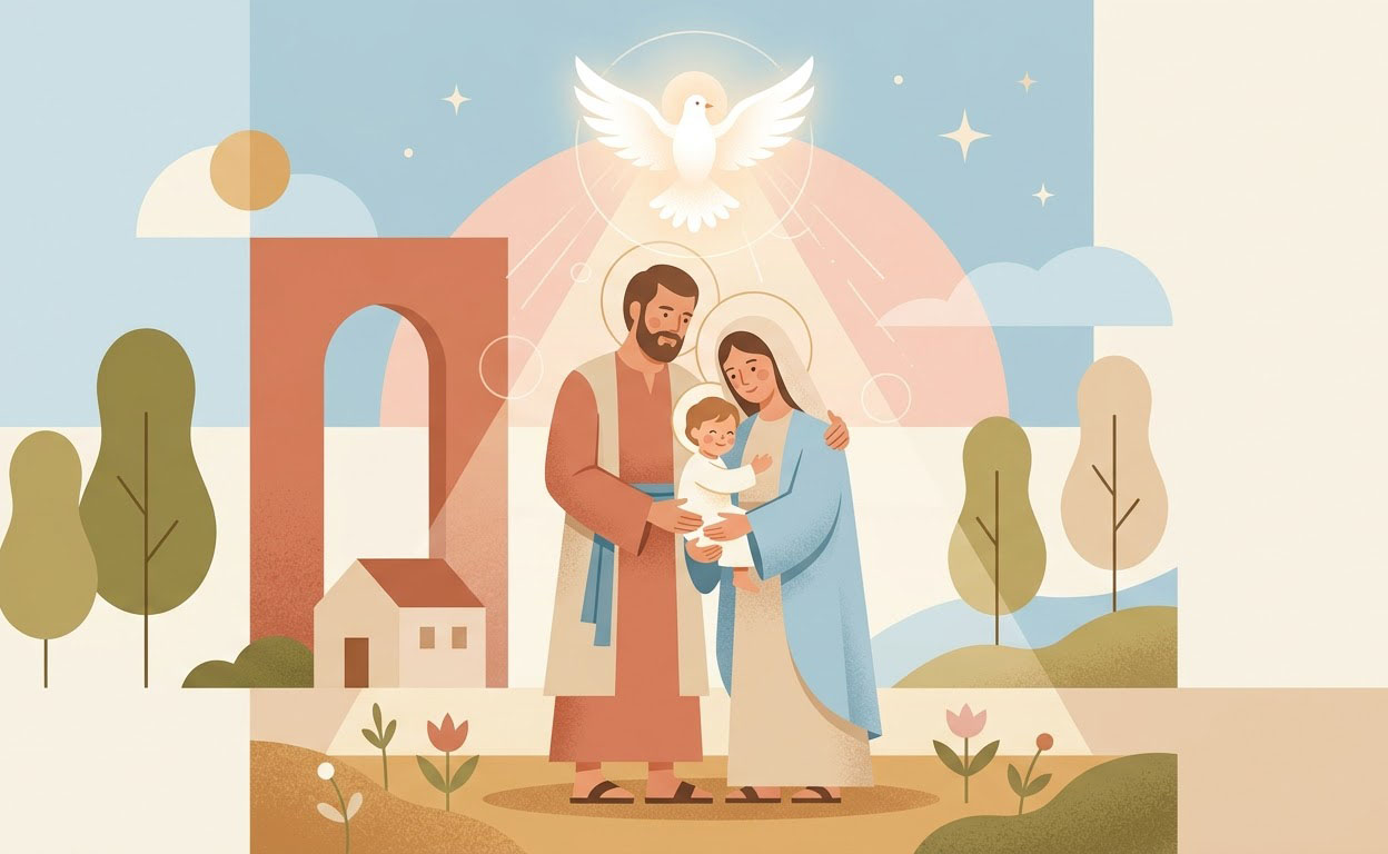 Prières pour les Parents et Enfants - Illustration prière catholique