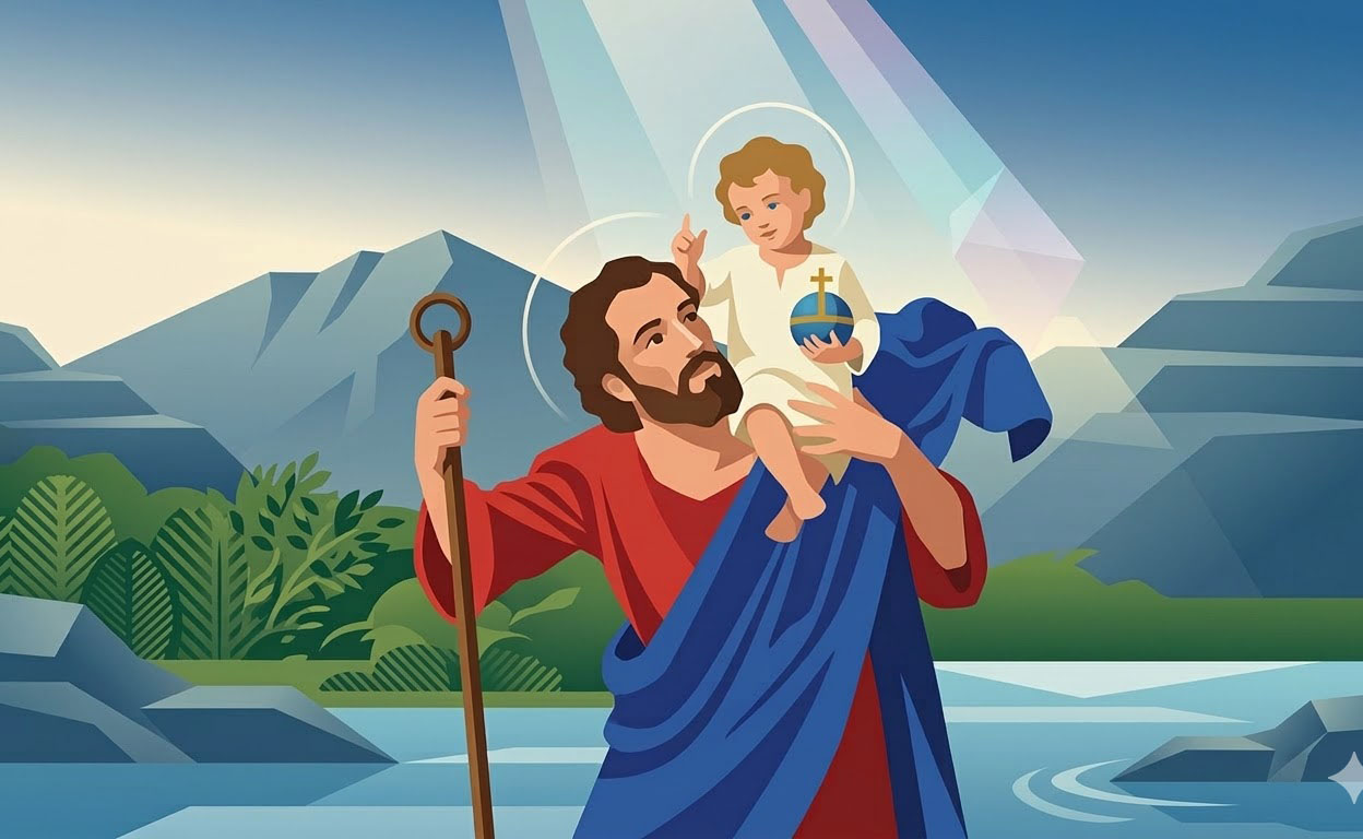 Saint Christophe - Illustration prière catholique