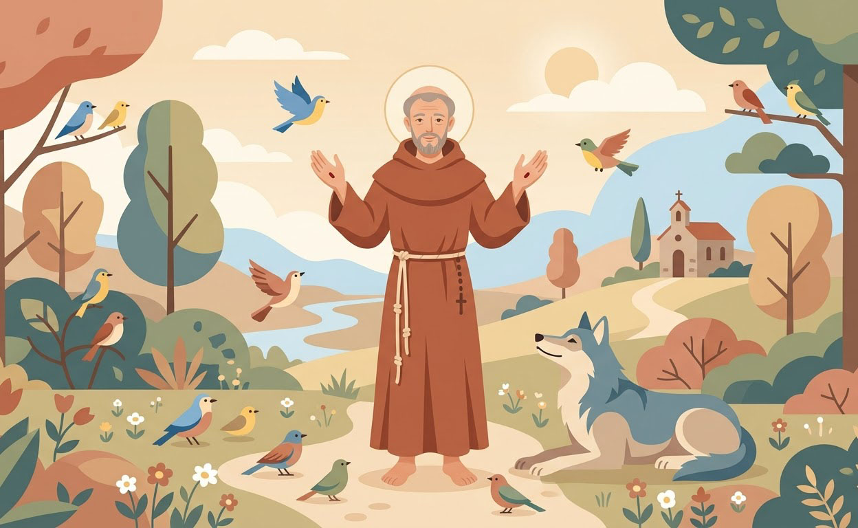 Saint Francis of Assisi - Illustration prière catholique